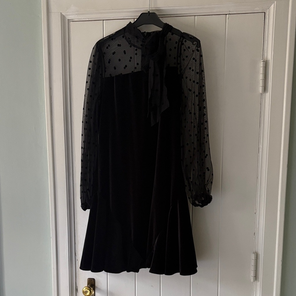 CeCe Elegant Black Polka Dot Mini Dress